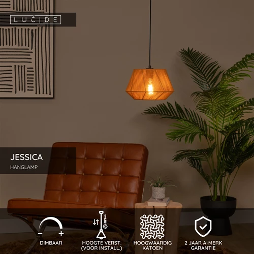 Lucide JESSICA - Hanglamp - Ø 30 cm - 1xE27 - Terracotta - USP